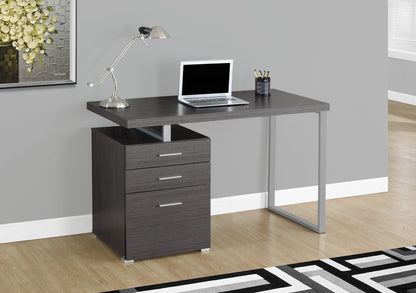 47" Gray and Silver Computer Desk With Three Drawers HomeRoots