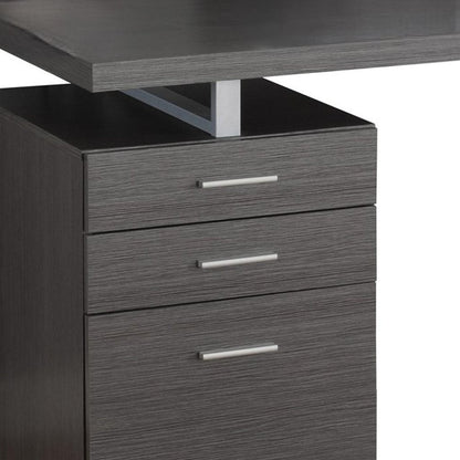 47" Gray and Silver Computer Desk With Three Drawers HomeRoots