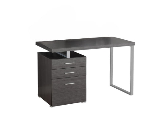 47" Gray and Silver Computer Desk With Three Drawers HomeRoots