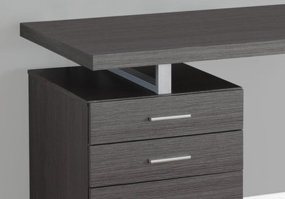 47" Gray and Silver Computer Desk With Three Drawers HomeRoots
