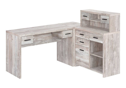 63" Taupe L Shape Computer Desk With Eight Drawers HomeRoots