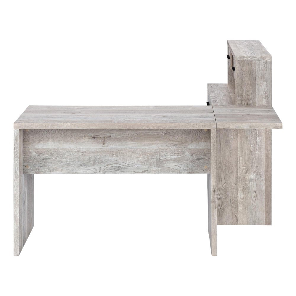 63" Taupe L Shape Computer Desk With Eight Drawers HomeRoots