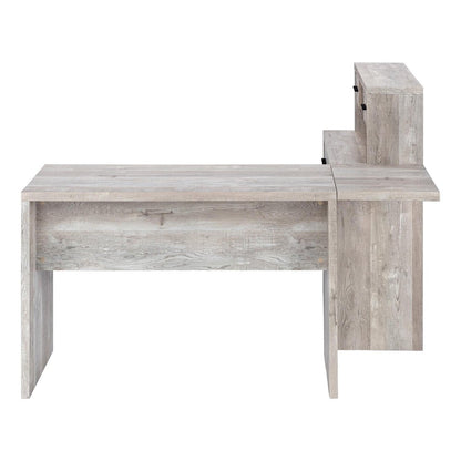 63" Taupe L Shape Computer Desk With Eight Drawers HomeRoots
