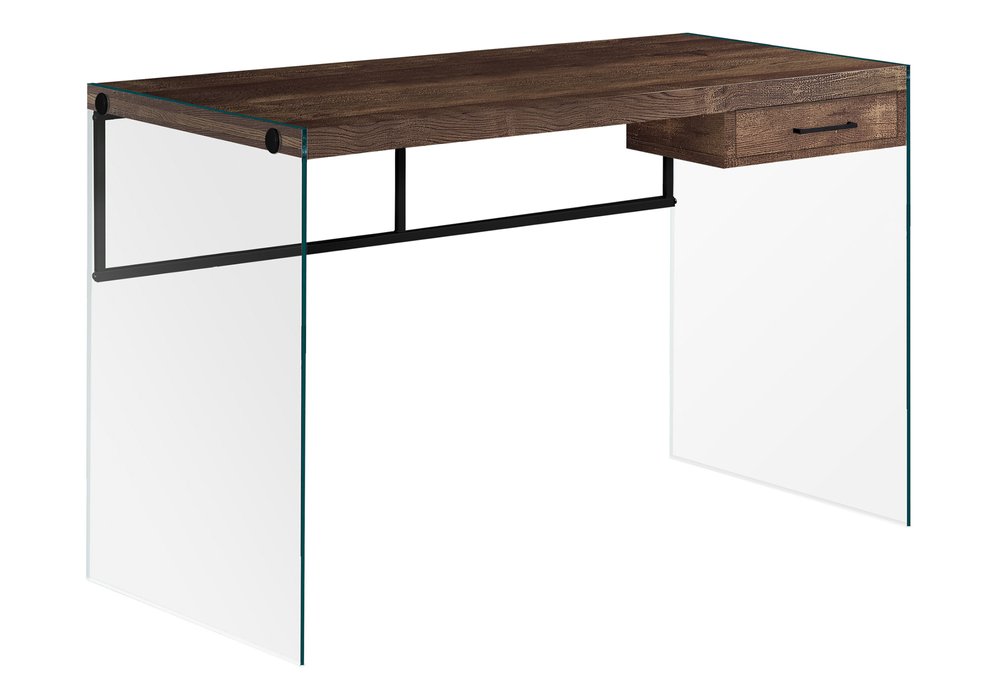 48" Brown and Clear Computer Desk HomeRoots