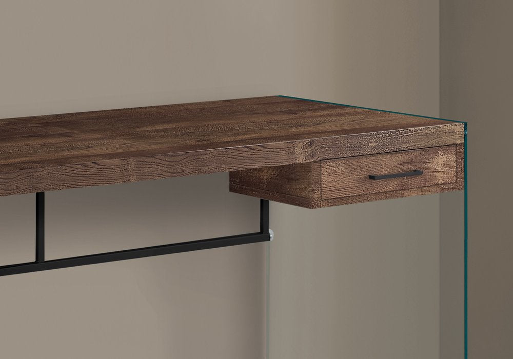 48" Brown and Clear Computer Desk HomeRoots