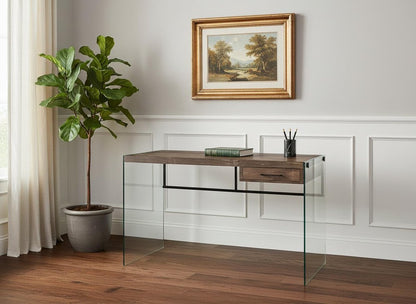 48" Brown and Clear Computer Desk HomeRoots