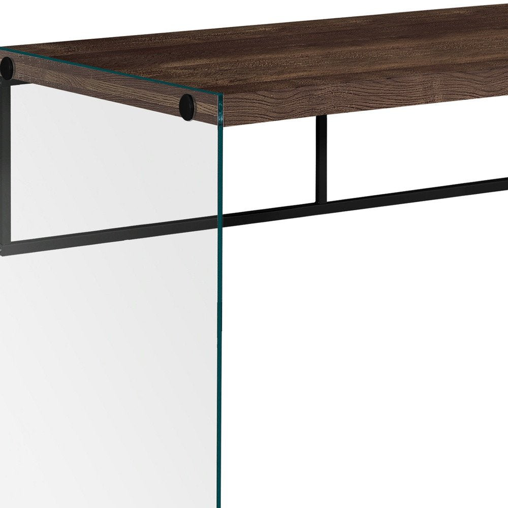 48" Brown and Clear Computer Desk HomeRoots