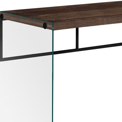 48" Brown and Clear Computer Desk HomeRoots