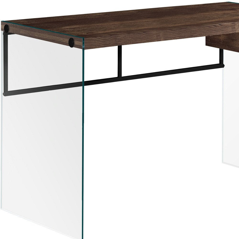 48" Brown and Clear Computer Desk HomeRoots