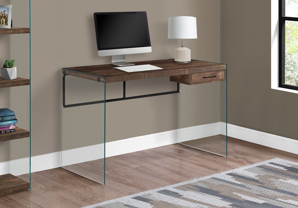 48" Brown and Clear Computer Desk HomeRoots