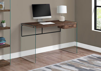 48" Brown and Clear Computer Desk HomeRoots