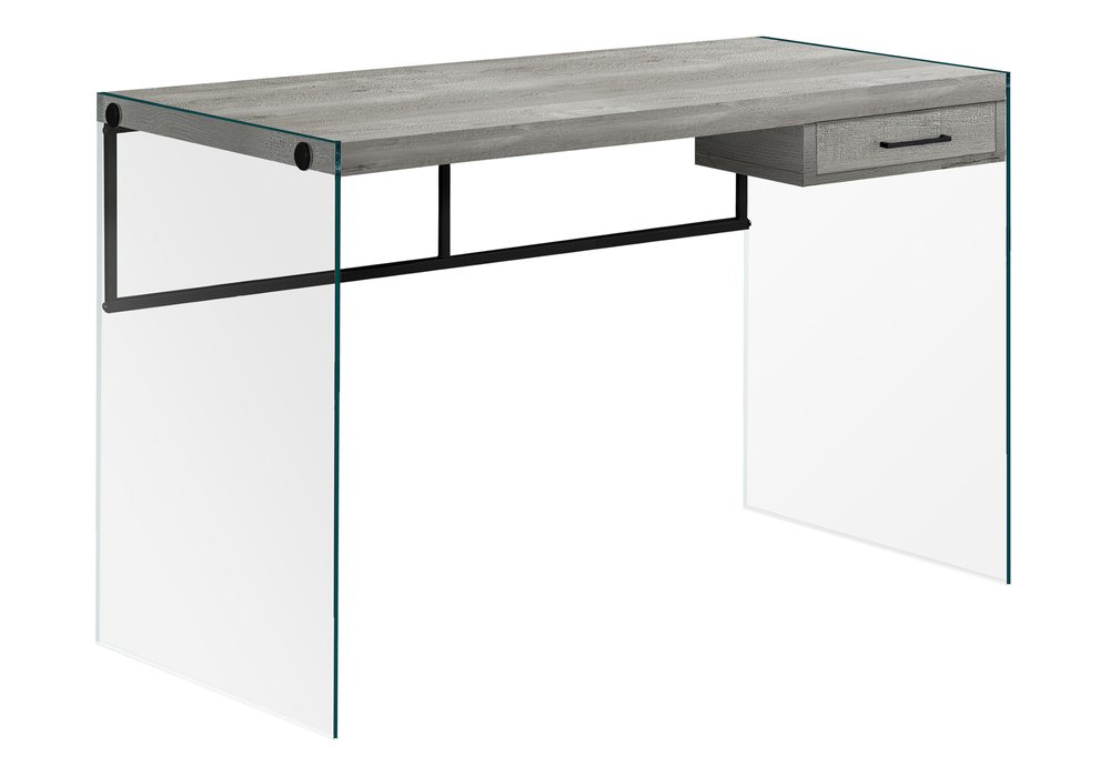 48" Gray and Clear Computer Desk HomeRoots