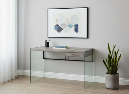 48" Gray and Clear Computer Desk HomeRoots