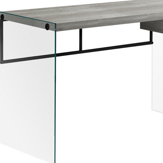 48" Gray and Clear Computer Desk HomeRoots