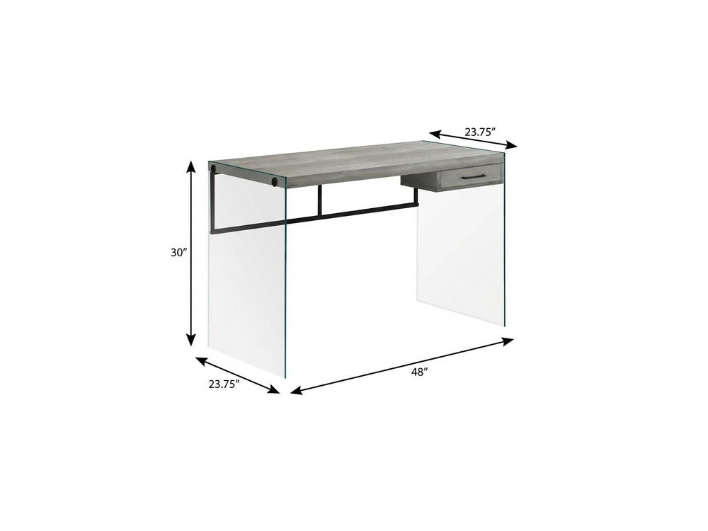 48" Gray and Clear Computer Desk HomeRoots