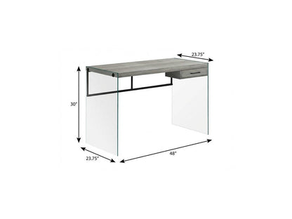 48" Gray and Clear Computer Desk HomeRoots