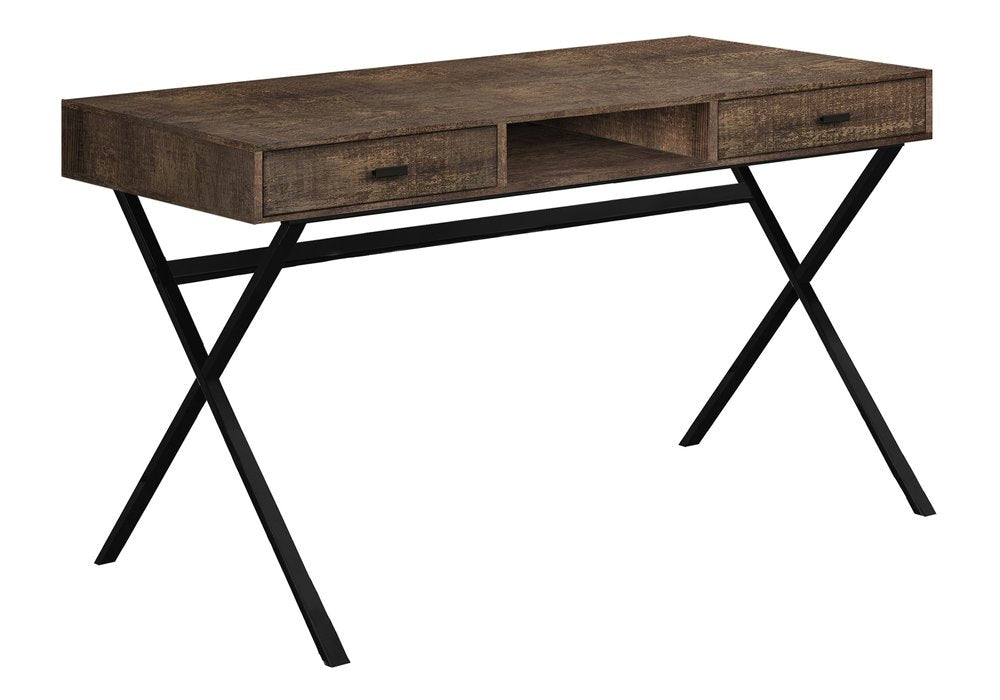 47" Brown and Black Computer Desk With Two Drawers HomeRoots
