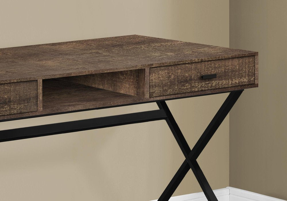 47" Brown and Black Computer Desk With Two Drawers HomeRoots