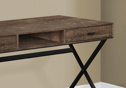 47" Brown and Black Computer Desk With Two Drawers HomeRoots