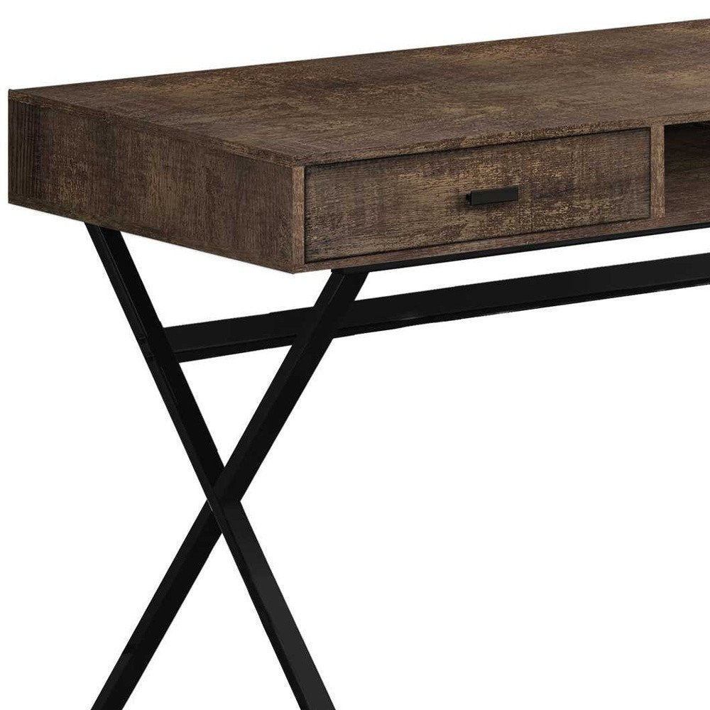 47" Brown and Black Computer Desk With Two Drawers HomeRoots