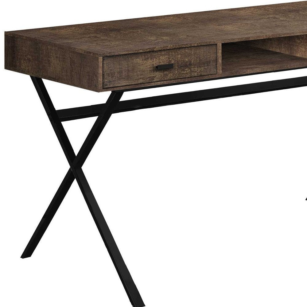 47" Taupe and Black Computer Desk With Two Drawers HomeRoots