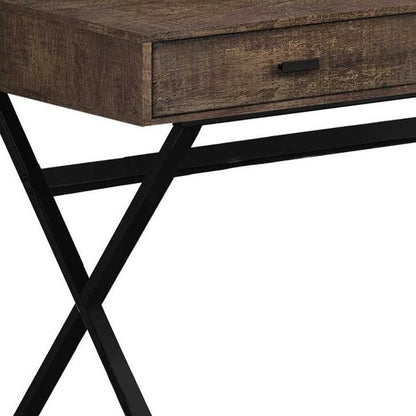 47" Brown and Black Computer Desk With Two Drawers HomeRoots
