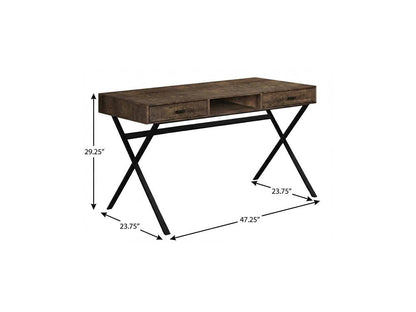 47" Brown and Black Computer Desk With Two Drawers HomeRoots