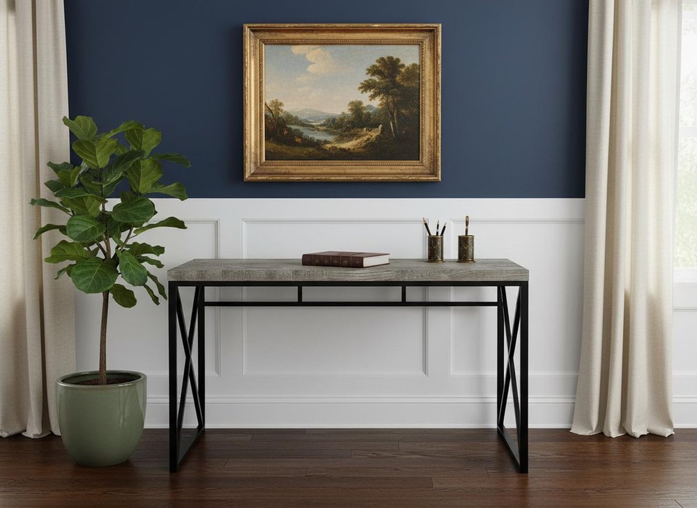 47" Gray and Black Computer Desk HomeRoots