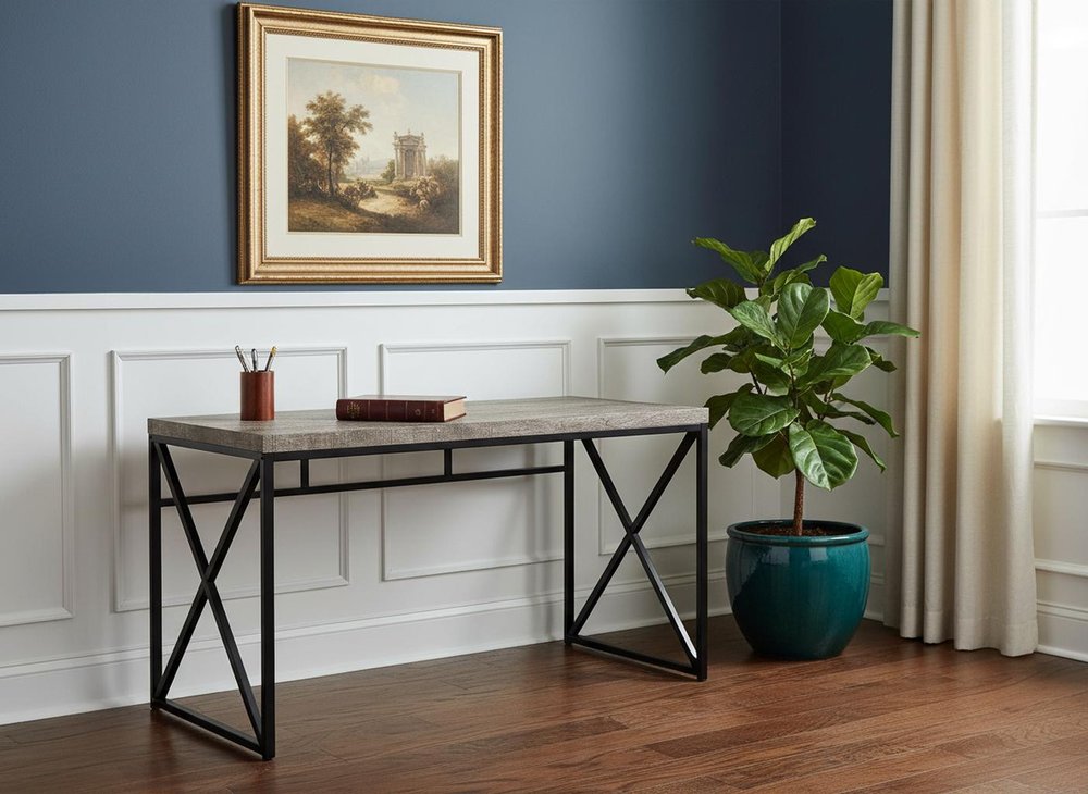 47" Taupe and Black Computer Desk HomeRoots