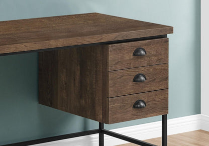 55" Brown and Black Computer Desk With Three Drawers HomeRoots