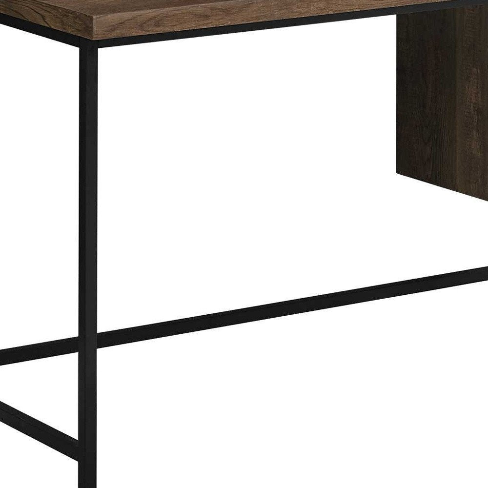55" Brown and Black Computer Desk With Three Drawers HomeRoots