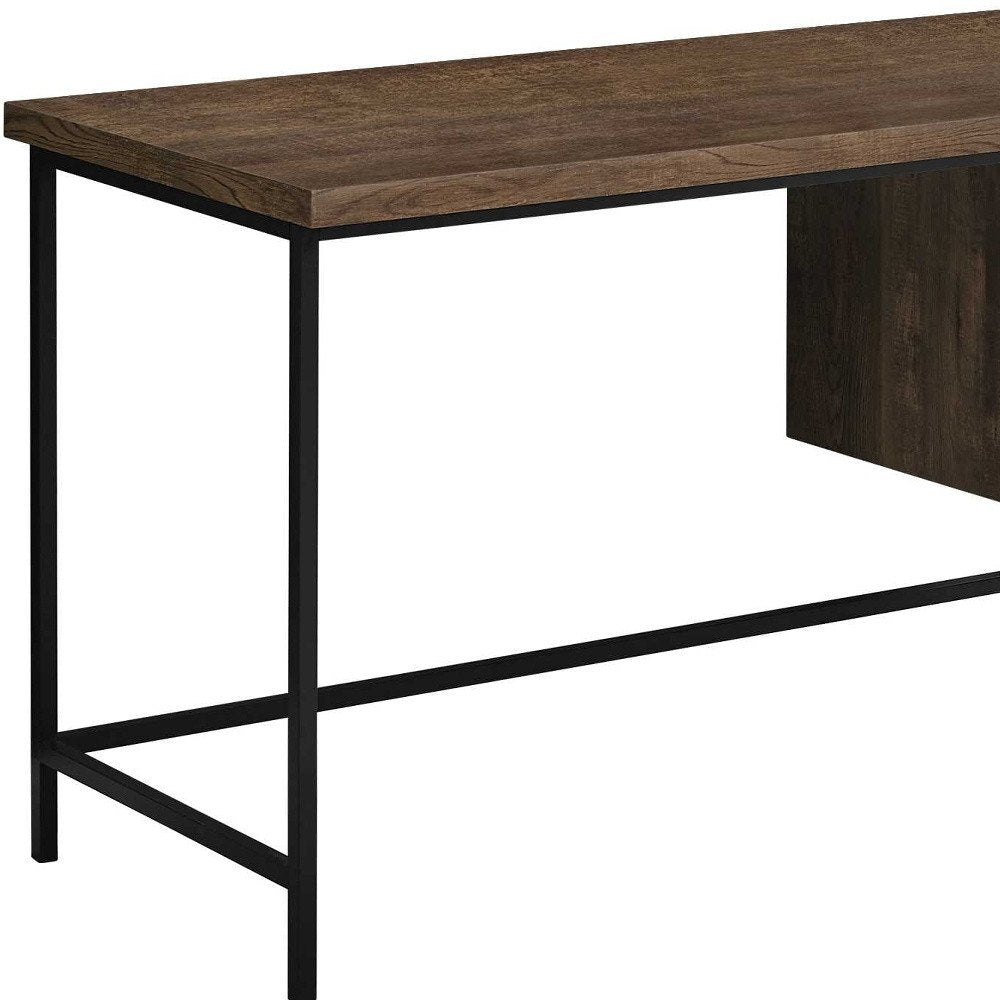 55" Brown and Black Computer Desk With Three Drawers HomeRoots