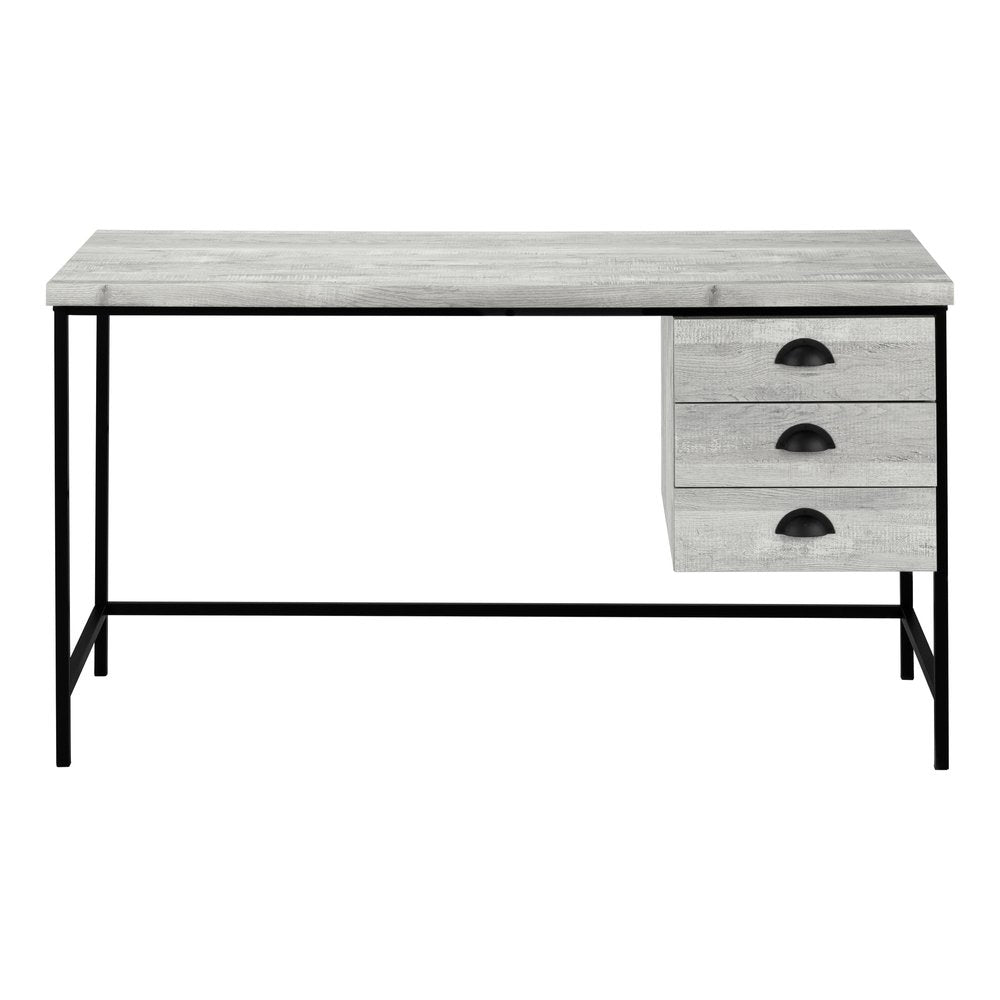 55" Brown and Black Computer Desk With Three Drawers HomeRoots