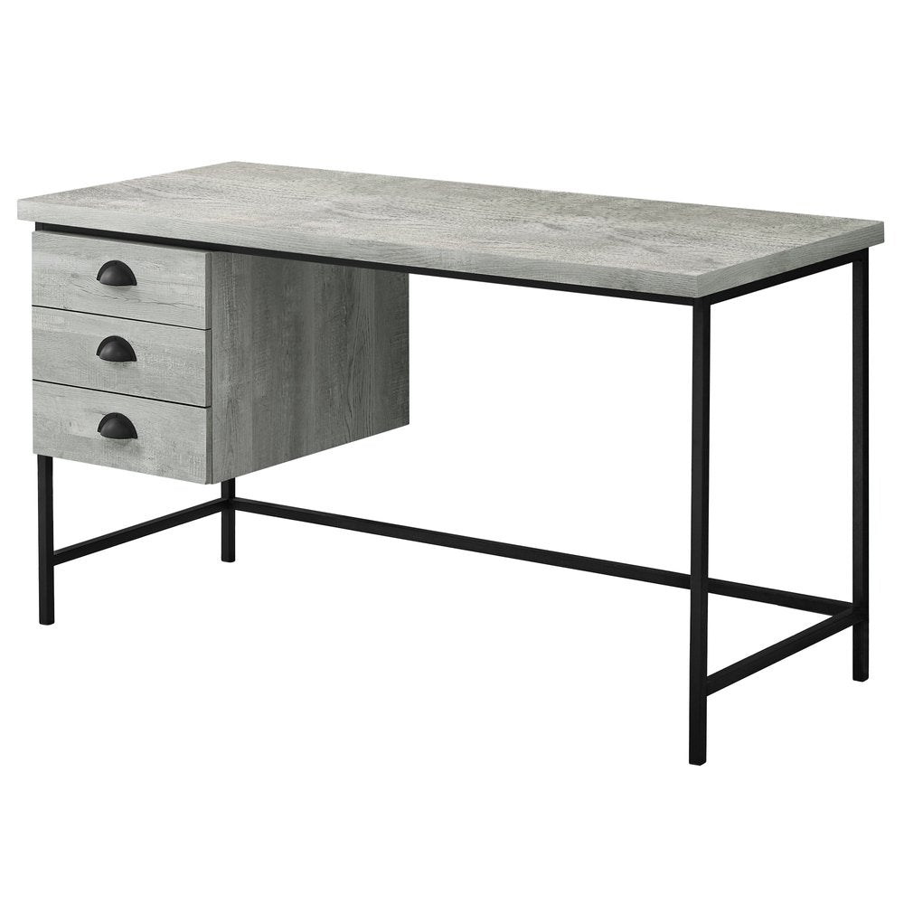 55" Brown and Black Computer Desk With Three Drawers HomeRoots