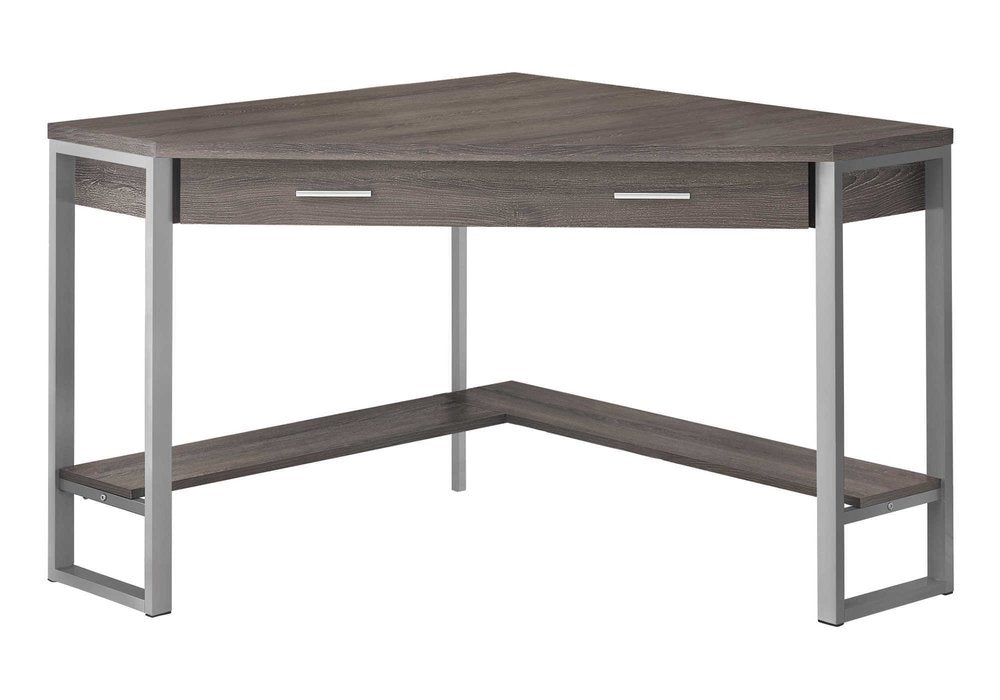 42" Taupe and Silver Corner Computer Desk HomeRoots