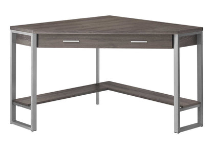 42" Taupe and Silver Corner Computer Desk HomeRoots
