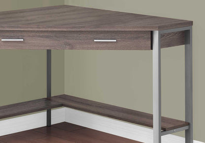 42" Taupe and Silver Corner Computer Desk - FurniFindUSA