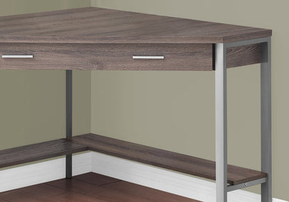 42" Taupe and Silver Corner Computer Desk HomeRoots