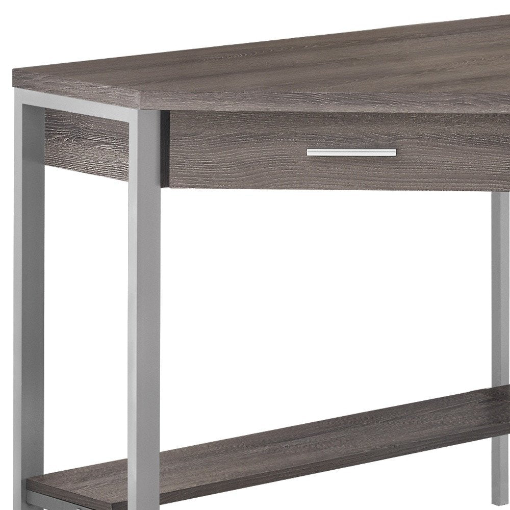 42" Taupe and Silver Corner Computer Desk HomeRoots