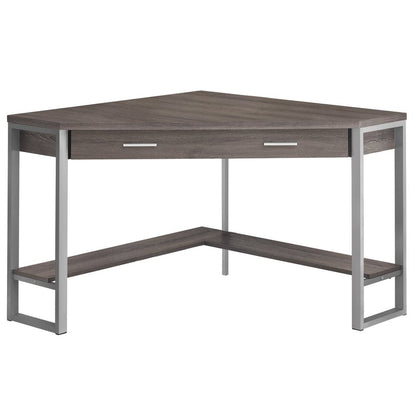 42" Taupe and Silver Corner Computer Desk HomeRoots
