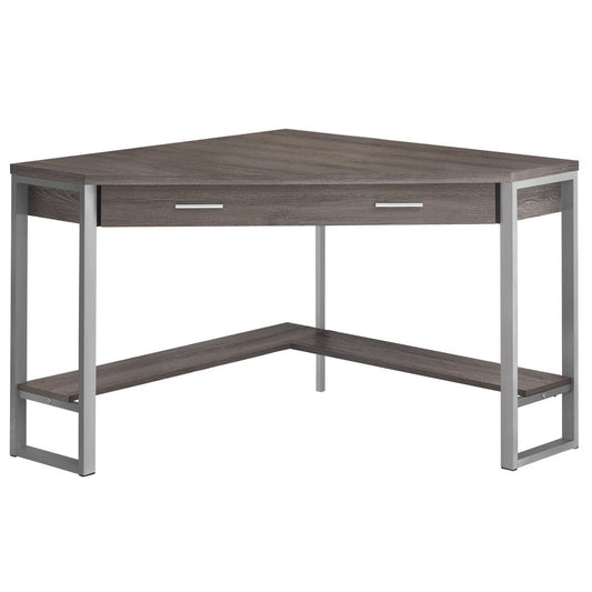 42" Taupe and Silver Corner Computer Desk HomeRoots