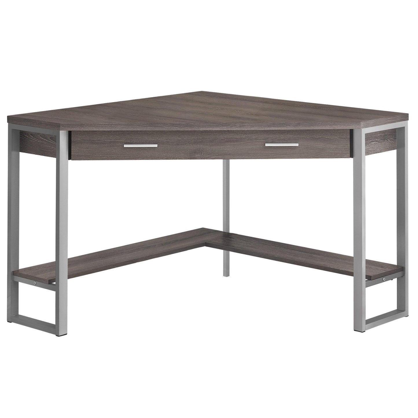 42" Taupe and Silver Corner Computer Desk - FurniFindUSA