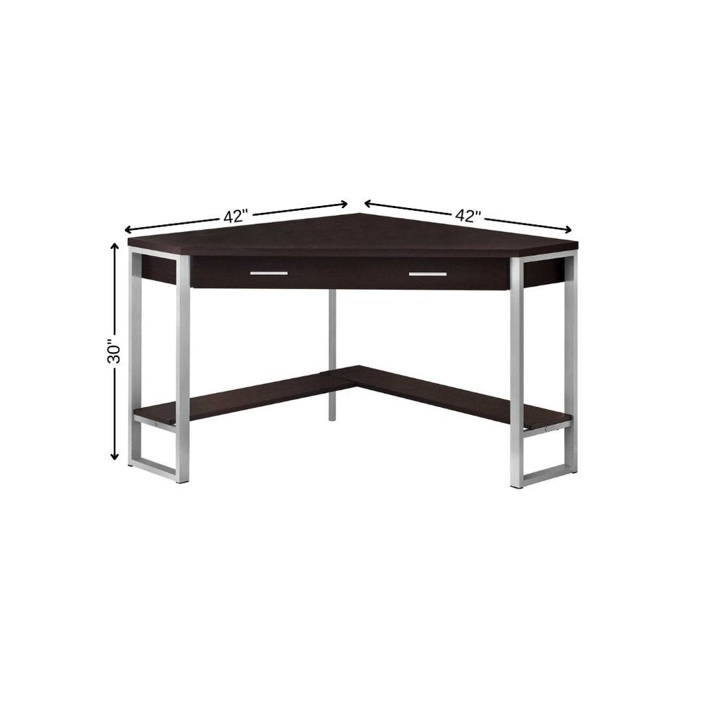 42" Taupe and Silver Corner Computer Desk HomeRoots