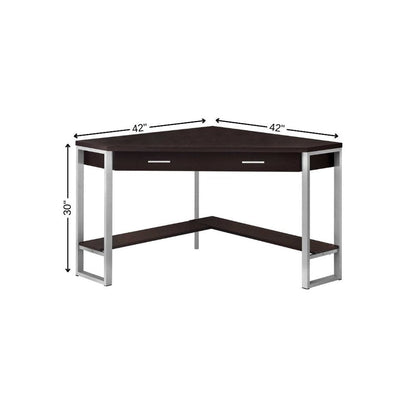 42" Taupe and Silver Corner Computer Desk HomeRoots