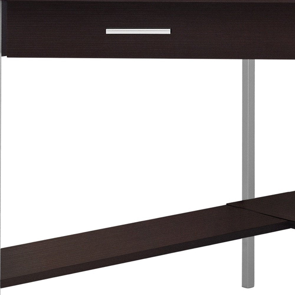 42" Taupe and Silver Corner Computer Desk HomeRoots