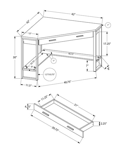 42" Taupe and Silver Corner Computer Desk - FurniFindUSA