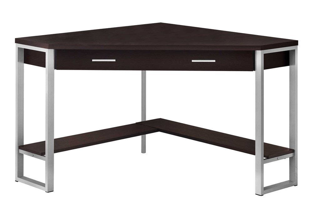 42" Taupe and Silver Corner Computer Desk HomeRoots