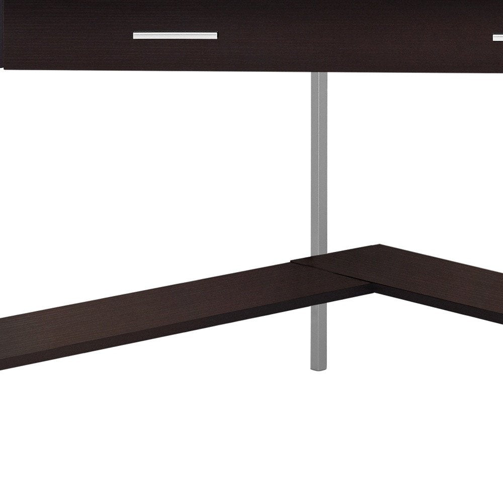 42" Taupe and Silver Corner Computer Desk HomeRoots