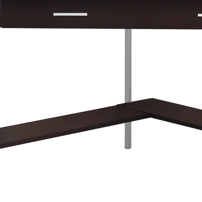 42" Taupe and Silver Corner Computer Desk HomeRoots