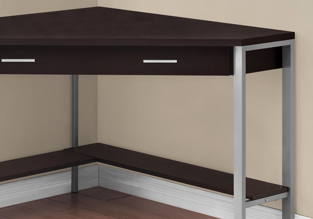 42" Taupe and Silver Corner Computer Desk HomeRoots